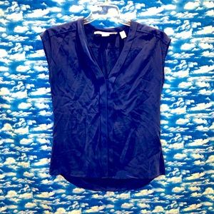 Max Studio Blue 100% Silk Top